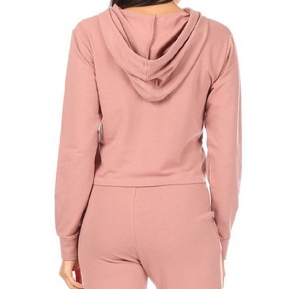Dusty Rose Cropped Hoodie - Picture 2 of 4